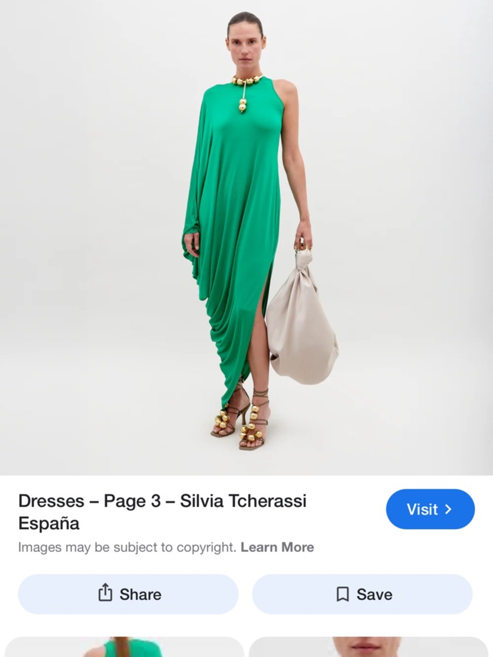 Silvia Tcherassi Vibrant Green One-Shoulder Draped Gown